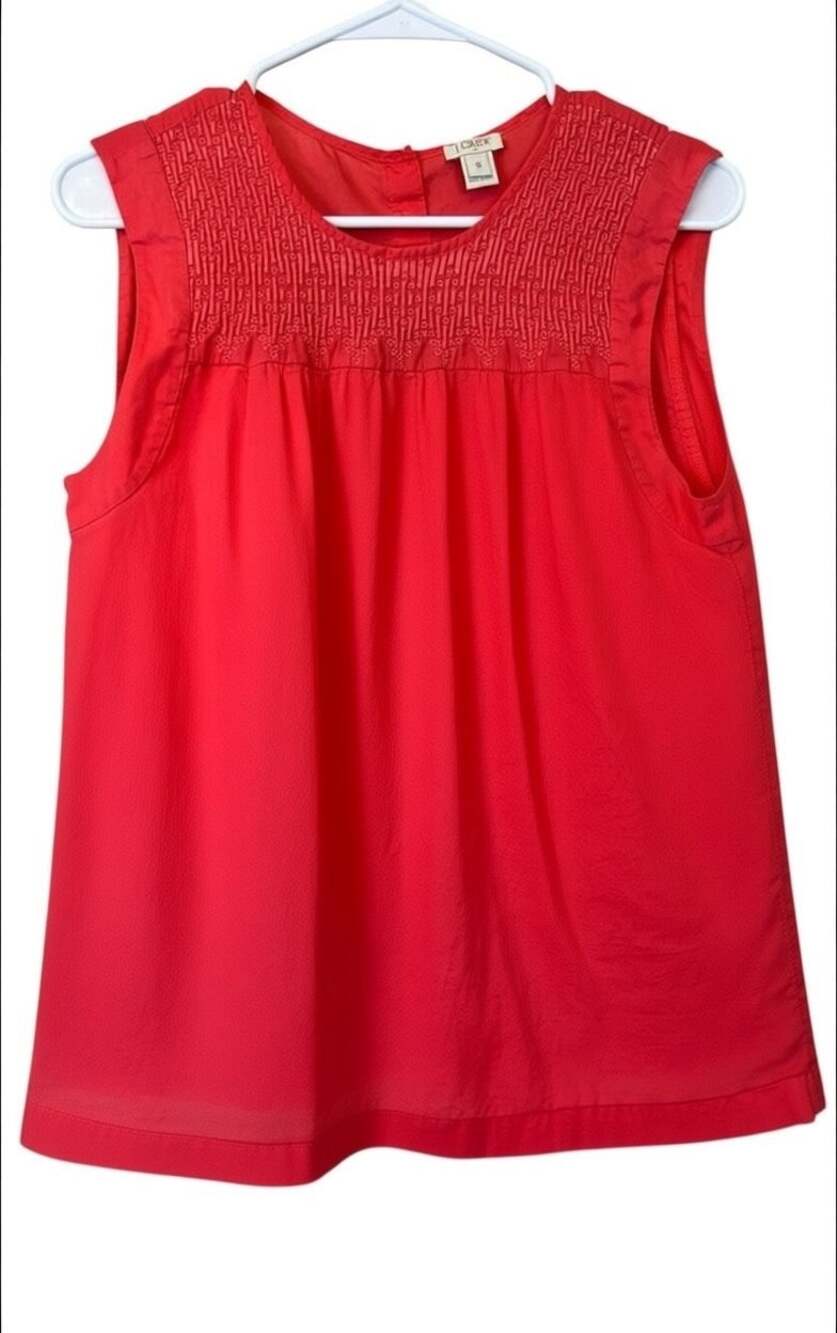 J.Crew Embroidered Womens Boho Blouse Shirt Top Cottage Coral 6 Preppy Twee